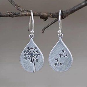 Sterling Silver Vintage Flower Drop Earrings